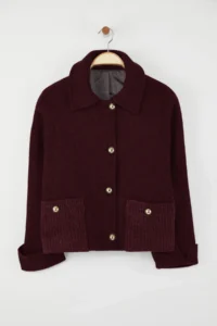 TRENDYOLMİLLA Burgundy Regular  Coat - Image 4