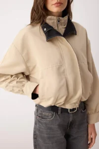 TRENDYOLMİLLA Beige Collar Contrast Color Detailed Thin Jacket Coat - Image 3