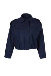 TRENDYOLMİLLA NAVY BLUE Oversized Pattern Suede Bomber Jacket Thin Jacket Coat - Image 5