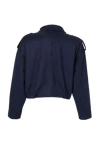 TRENDYOLMİLLA NAVY BLUE Oversized Pattern Suede Bomber Jacket Thin Jacket Coat - Image 7