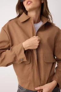 TRENDYOLMİLLA Brown Oversized Pattern Suede Bomber Jacket Thin Jacket Coat - Image 3