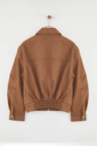 TRENDYOLMİLLA Brown Oversized Pattern Suede Bomber Jacket Thin Jacket Coat - Image 7