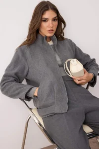 TRENDYOLMİLLA Anthracite Oversized Pattern Bowl Thin Jacket Coat