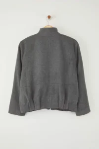 TRENDYOLMİLLA Anthracite Oversized Pattern Bowl Thin Jacket Coat - Image 7
