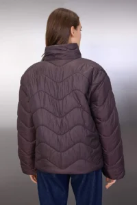 TRENDYOLMİLLA Brown Regular Pattern Quilted Coat - Image 4