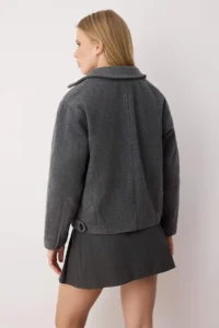 TRENDYOLMİLLA Anthracite Regular Pattern Bowl Thin Jacket Coat - Image 4