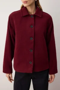 TRENDYOLMİLLA Burgundy Regular Pattern Bowl Thin Jacket Coat - Image 3
