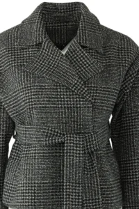 TRENDYOLMİLLA Dark Gray Plaid Patterned Regular Pattern Belted Bowl Thin Jacket Coat - Image 7