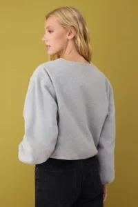 TRENDYOLMİLLA Gray Oversized Pattern Bowl Bomber Jacket Jacket Coat - Image 4