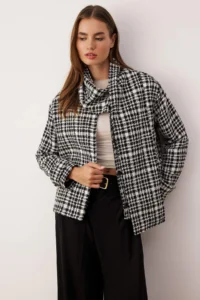TRENDYOLMİLLA Multicolored Regular Pattern Weft Plaid Bowl Coat