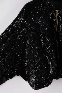 TRENDYOLMİLLA Black Regular Pattern Pul sequined Bomber Jacket Jacket Coat - Image 9