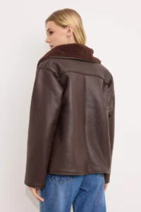 TRENDYOLMİLLA Brown Double breasted Oversized Pattern Suede Plush Coat - Image 2