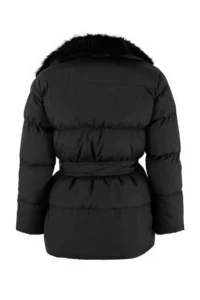 TRENDYOLMİLLA Black Regular Pattern Arched FURRY Coat - Image 7