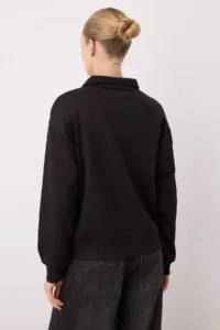 TRENDYOLMİLLA Black Regular/Normal Pattern Zipper Detailed Thick Knitting Sweatshirt - Image 4