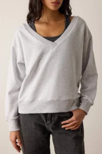 TRENDYOLMİLLA Teen Kar Melange 2 Sets Low Shoulder Knitting Sweatshirt - Image 2