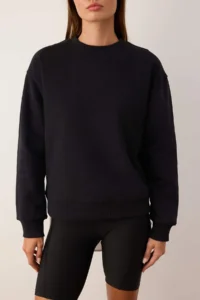 TRENDYOLMİLLA Black Oversized/Wide Pattern Thick Knitting Sweatshirt with Fleece Inside - Image 3