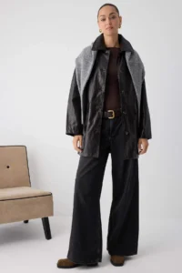 TRENDYOLMİLLA Wardrobe Essentials Dark Brown Faux Leather Oversized Midi Trench Coat - Image 3
