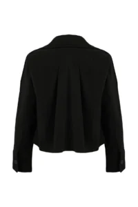 TRENDYOLMİLLA Black Double breasted Oversized Short Trench Coat - Image 7