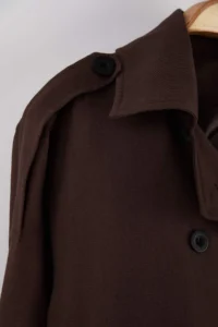 TRENDYOLMİLLA Dark Brown Double breasted Oversized Short Trench Coat - Image 7