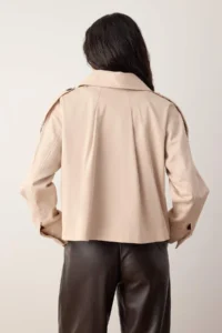 TRENDYOLMİLLA Stone Double breasted Oversized Short Trench Coat - Image 4