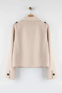 TRENDYOLMİLLA Stone Double breasted Oversized Short Trench Coat - Image 8