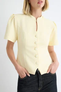TRENDYOLMİLLA Yellow Fitted Short Sleeve Blazer Jacket - Image 5