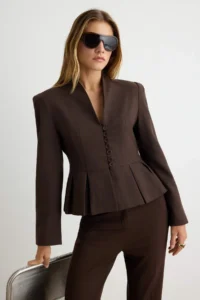 TRENDYOLMİLLA Brown-Multicolored Blazer Jacket - Image 2