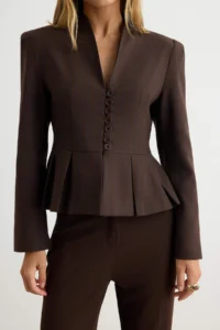 TRENDYOLMİLLA Brown-Multicolored Blazer Jacket - Image 4