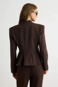 TRENDYOLMİLLA Brown-Multicolored Blazer Jacket - Image 5