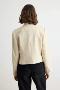 TRENDYOLMİLLA Stone Striped Double breasted Kapama Short Blazer Jacket - Image 4