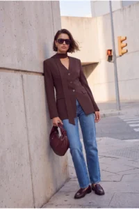 TRENDYOLMİLLA Brown Self-fitted Blazer Jacket - Image 2