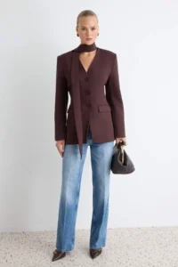 TRENDYOLMİLLA Brown Self-fitted Blazer Jacket - Image 7