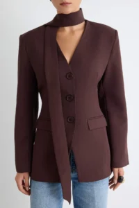 TRENDYOLMİLLA Brown Self-fitted Blazer Jacket - Image 8