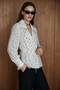 TRENDYOLMİLLA WHITE Polka Dot Thin Jacket - Image 2