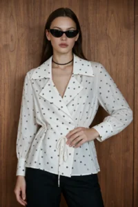 TRENDYOLMİLLA WHITE Polka Dot Thin Jacket - Image 4