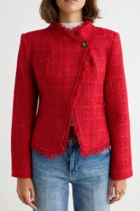 TRENDYOLMİLLA Red Tweed Blazer Jacket - Image 3