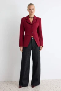 TRENDYOLMİLLA Burgundy Fitted slit Blazer Jacket - Image 2