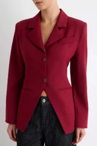 TRENDYOLMİLLA Burgundy Fitted slit Blazer Jacket - Image 3