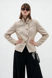 TRENDYOLMİLLA Stone Asymmetric Kapama buttoned Blazer Jacket