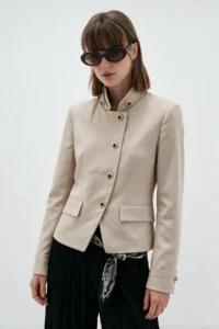 TRENDYOLMİLLA Stone Asymmetric Kapama buttoned Blazer Jacket - Image 4
