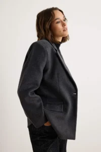TRENDYOLMİLLA DARK anthracite Oversized Blazer Jacket - Image 2