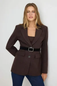 TRENDYOLMİLLA Dark Brown Blazer Jacket