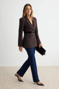 TRENDYOLMİLLA Dark Brown Blazer Jacket - Image 2