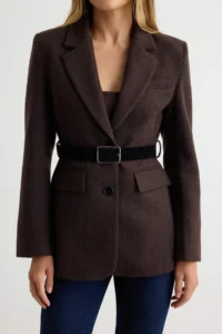 TRENDYOLMİLLA Dark Brown Blazer Jacket - Image 3