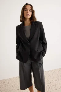 TRENDYOLMİLLA Black Oversized Blazer Jacket - Image 2