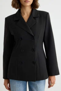 TRENDYOLMİLLA Black Double breasted Kapama buttoned Regular/Normal Pattern Blazer Jacket - Image 3