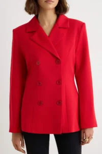 TRENDYOLMİLLA Red Double breasted Kapama buttoned Regular/Normal Pattern Blazer Jacket - Image 3