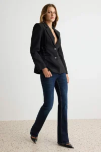 TRENDYOLMİLLA Black Side tied up Weaving Fitted Blazer Jacket - Image 2