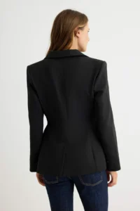 TRENDYOLMİLLA Black Side tied up Weaving Fitted Blazer Jacket - Image 4