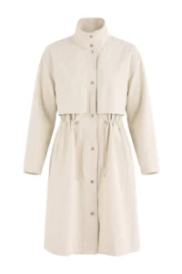 TRENDYOLMİLLA Beige High Neck Elastic Waist Mono Closure Oversized LONG Plus Size Trench Coat - Image 11